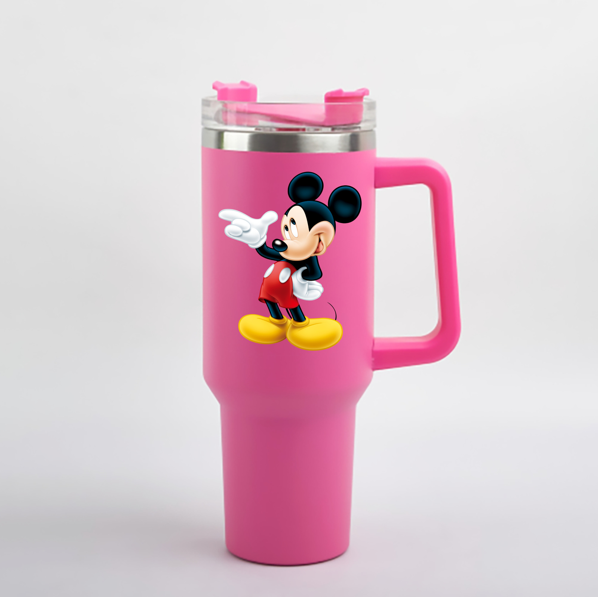 （画像用） ミッキーマウス Mickey Mouse 1200mL車用タンブラー - クリスタルステッカー（プラスチックストロー付き）